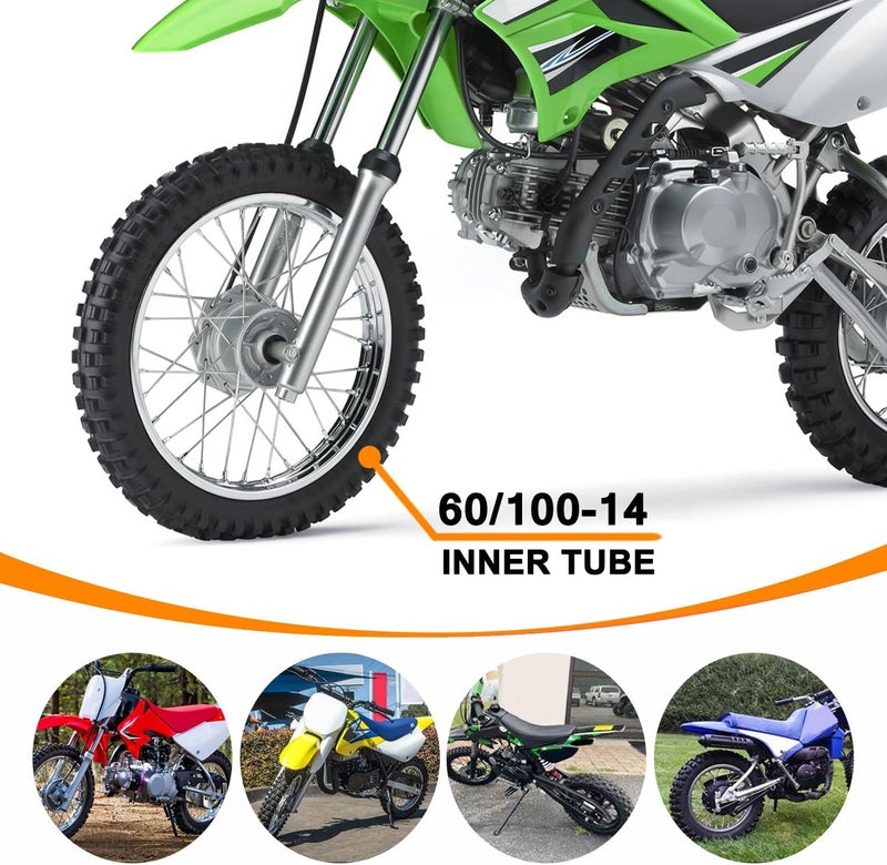 HOLATO Front 60/100-14 2.50-14 Inner Tube for 110cc 125cc CRF70 CRF110 XR70 KLX110 TTR90 PW80 RM60 RM65 TaoTao DB14 SSR Apollo Coolster Dirt Pit Bike Motorcycle Off Road Motocross Heavy Duty 1 Pack - Image 2